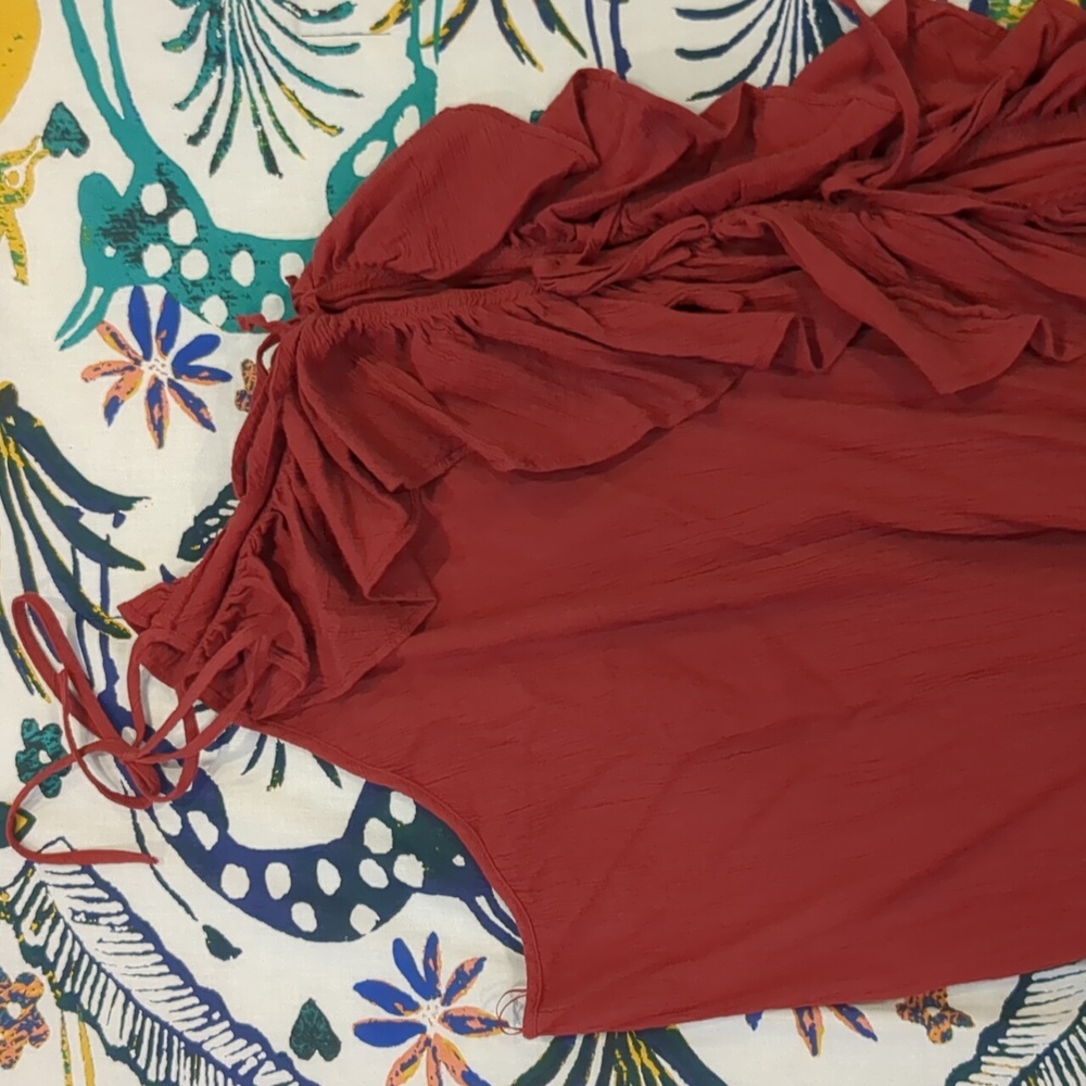 NWOT J Crew One shouldered Rust colored cover-up in soft gauze Size Medium